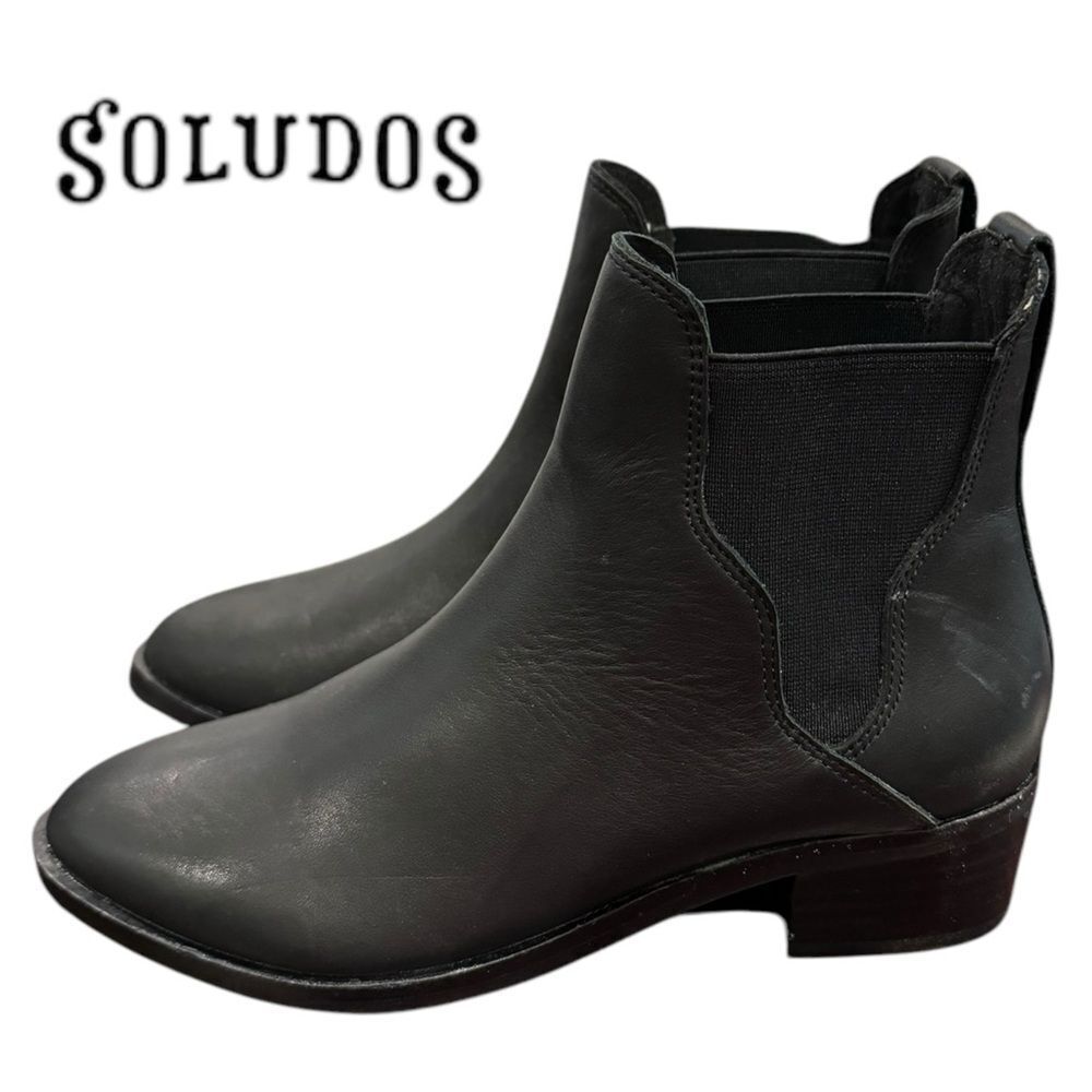 NEW Soludos Women's Marfa Black Leather Pull-on Ankle Boots Booties 5